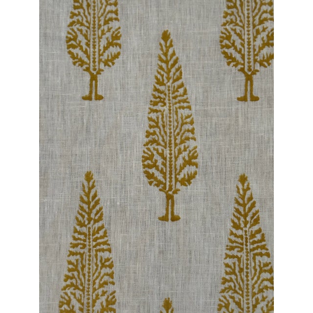 Schumacher Schumacher Fabrics Juniper Block Print Linen Fabric in Yellow 5 Yards For Sale - Image 4 of 4