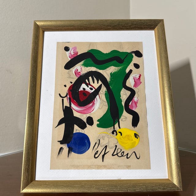 1970s 1970s Peter Robert Keil Original Painting Abstract Miro Style Modern Art Signed Framed For Sale - Image 5 of 6