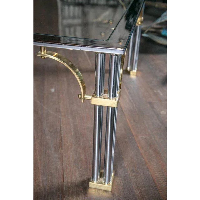 1970s Chrome and Brass Square Fretwork Coffee Table For Sale - Image 5 of 8