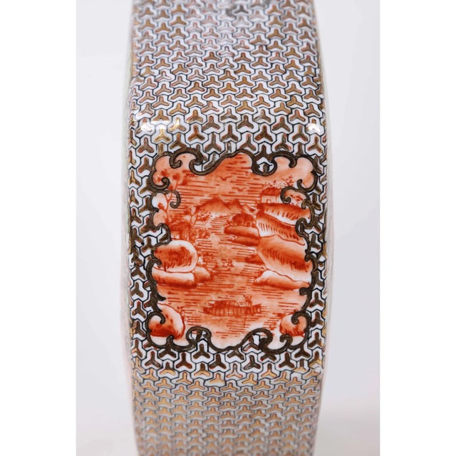 Ceramic 20th Century Chinese Style Hunt Scene Porcelain Octagonal Vase For Sale - Image 7 of 11