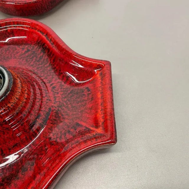 Red Red Ceramic Fat Lava Wall Lights from Hustadt Lights, Germany, 1970s, Set of 2 For Sale - Image 8 of 18