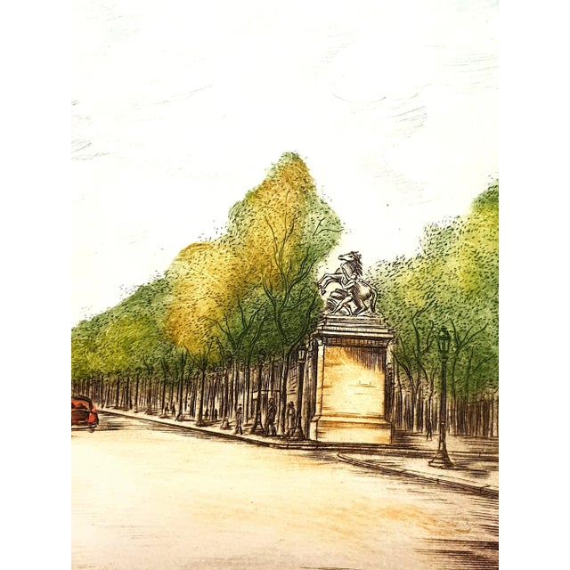 Dufza - Paris - Champs Elysées - Original Hand Signed Etching Circa 1940 Hand Signed in pencil Dimensions: 20 x 25 cm.