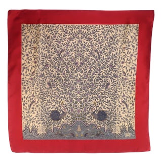 Late 20th Century Liberty of London Peacock Garden Silk Scarf For Sale