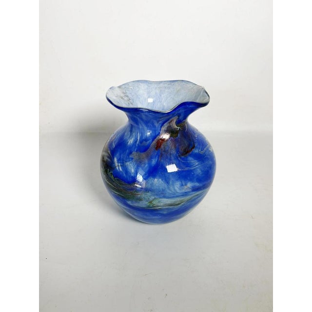 Blue Italian Blue Glass Vase, Italy, 1970s For Sale - Image 8 of 12
