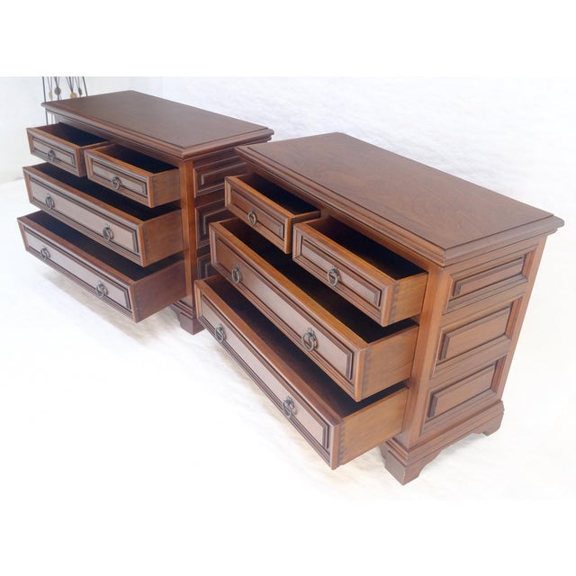 Pair of Solid Mahogany Raised Panel Heavy Built 4 Drawer Bachelor Chests Dresser For Sale - Image 16 of 18