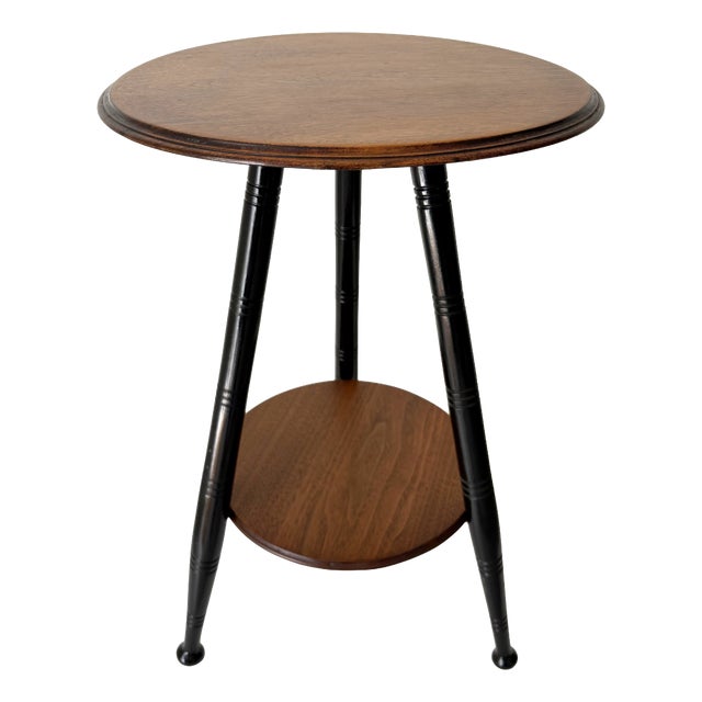 Antique Ebonised and Turned Wooden Side Table, 1890s For Sale