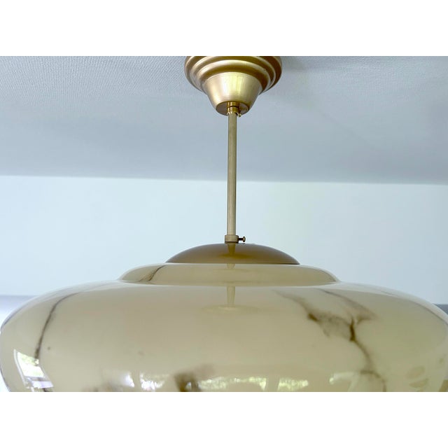 Art Deco Ivory Marble Glass Pendant Light, 1930s For Sale - Image 10 of 18