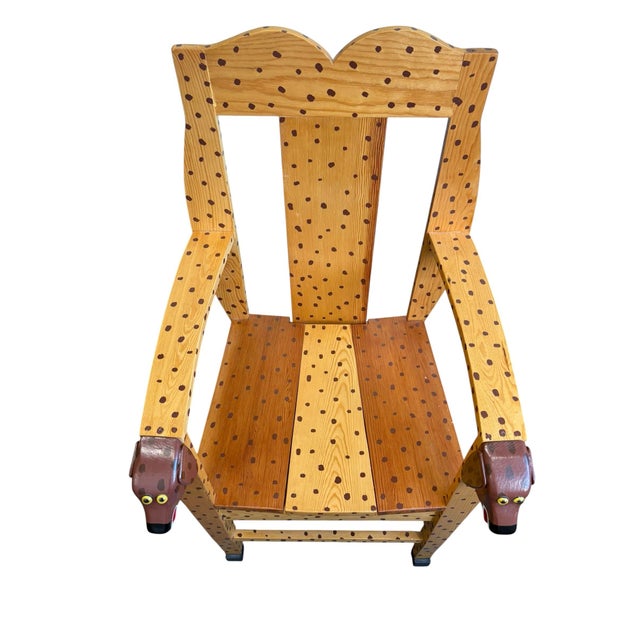 Neo-Folk Art Hand Painted Pine Dog Chair by Craig Carey For Sale - Image 12 of 12