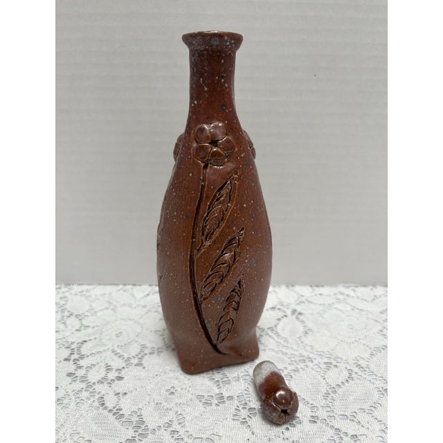Coffee Vintage Handmade Pottery Vase, Bottle or Vessel With Top Closure For Sale - Image 8 of 8
