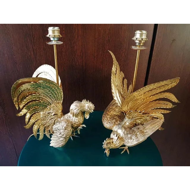 Brass Rooster Table Lamps, 1960s, Set of 2 For Sale - Image 9 of 18