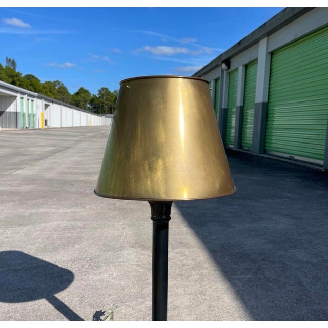 Bronze Visual Comforts Patinated Bronze Neo Classical Empire Brass Shade Table Lamps For Sale - Image 8 of 10