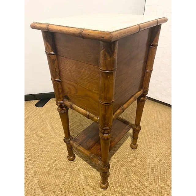 Brown Late 19th C French Aesthetic Faux Bamboo Carved Pine Side Table For Sale - Image 8 of 12