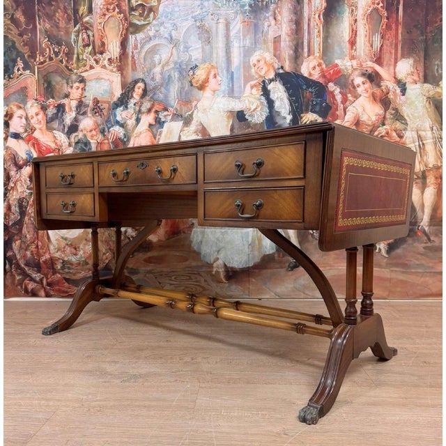 English Mahogany Double-Sided Desk, 1900s For Sale - Image 5 of 8