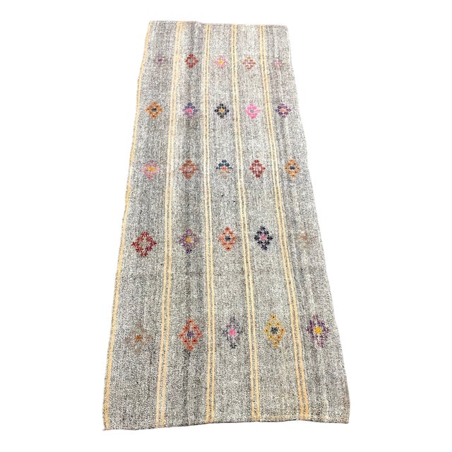 Kilim Handmade Wool Runner Rug, 1960s For Sale