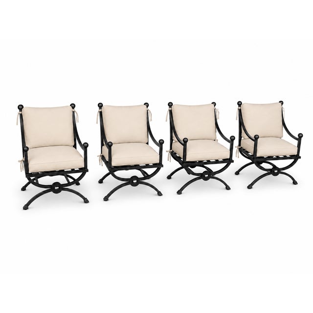 Mykonos lounge chairs with matching ottomans. The set is in excellent condition. The set is made aluminum. The fabric is a...