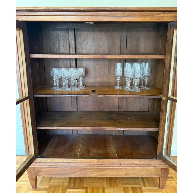 Wood Antique French Walnut Vitrine Display Cabinet For Sale - Image 7 of 14