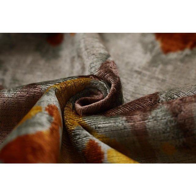 2020s Luxury Handmade Silk Velvet Ikat Pillow 20x20 Inch Organic Vegetable Dyed For Sale - Image 5 of 8