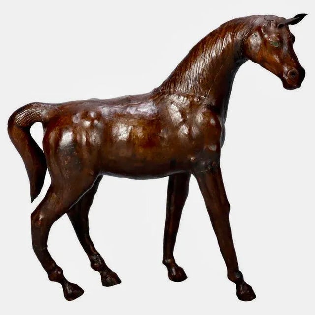 Large Vintage Leather Covered Horse Sculpture For Sale - Image 9 of 9