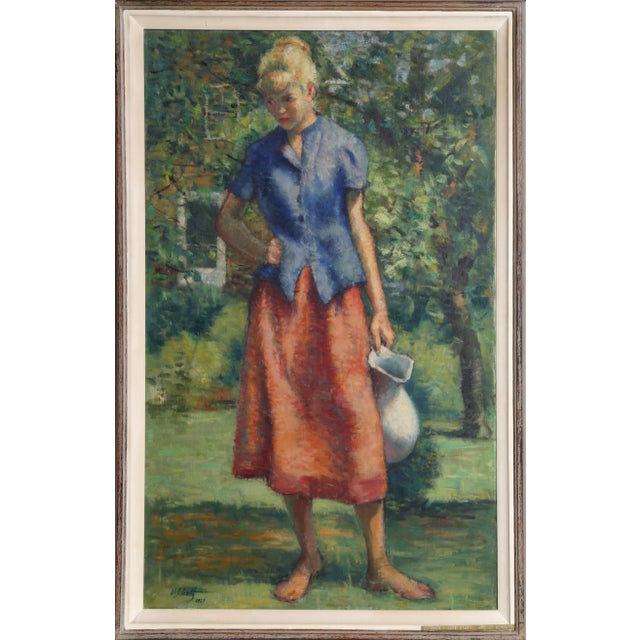 1950s William J. Schultz, Outdoor Figure Study, Painting For Sale - Image 5 of 5