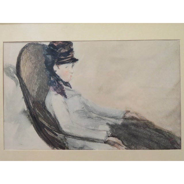1950s Edouard Manet "La Femme en Bleu" Museum Blind Stamped ~ Color Fine Art Print For Sale - Image 4 of 12
