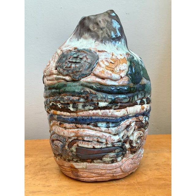 Late 20th Century Vintage Abstract Ceramic Coil Vase For Sale - Image 5 of 12