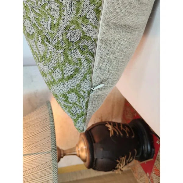 Modern Decorative Cushion Cover 14x36 Inch Handmade Block Print - Black Forest For Sale - Image 3 of 3
