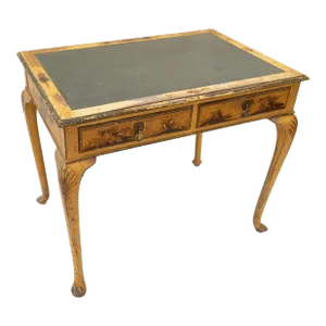 19th Century Queen Anne Style Chinoiserie Polychrome Writing Desk