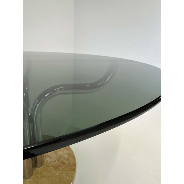 Vintage Italian Dining Table in Smoked Glass and Marble by Guido Faleschini, 1970s For Sale - Image 10 of 11