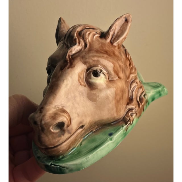 Antique 19th Century French Thomas Victor Sergent Horse Head Wall Pocket Bracket Vase Palissy Ware, Circa 1880 For Sale - Image 4 of 12