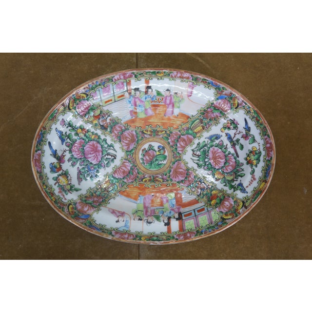 Antique Chinese Export Famille Rose Medallion Porcelain Serving Bowl & Platters For Sale - Image 18 of 18