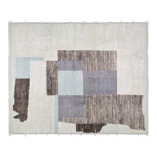 Moroccan Art Deco Hand Knotted Wool Rug, 9'4"x12' For Sale