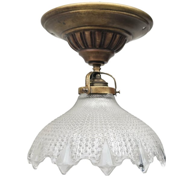 Pre-War Brass Ceiling Lamp, 1920s For Sale