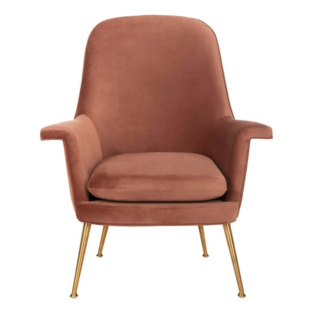 Velvet Armchair, Dusty Rose For Sale - Image 9 of 9