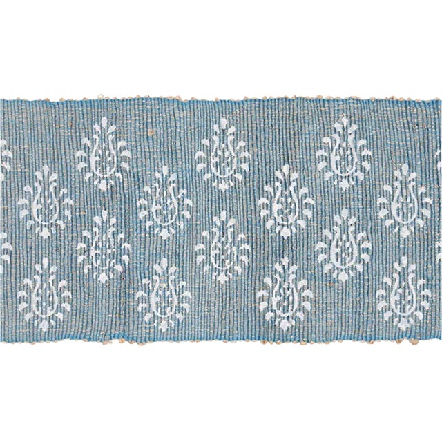 Sample - Schumacher Leila Hand Block Matka Tape in Chambray For Sale