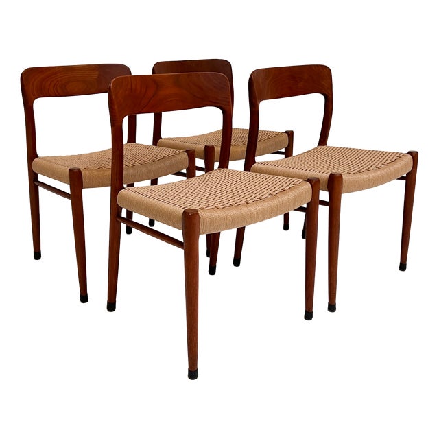 Vintage Model 75 Chairs by Niels Møller for J.L. Møllers, 1960s, Set of 4 For Sale