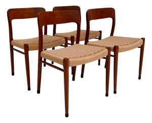 Vintage Model 75 Chairs by Niels Møller for J.L. Møllers, 1960s, Set of 4