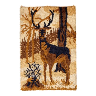 Wool Rug with Deer Motif from Ege Rya, Denmark, 1960s For Sale