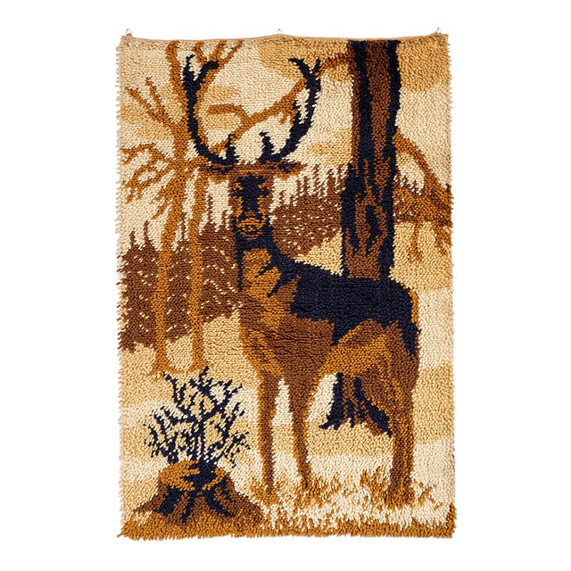 Wool Rug with Deer Motif from Ege Rya, Denmark, 1960s For Sale