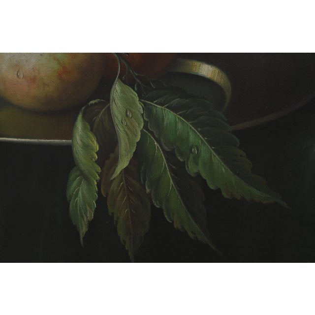Gold Oil on Canvas Still Life Painting of Fruit Signed by “Pinder” (Signed) For Sale - Image 8 of 14
