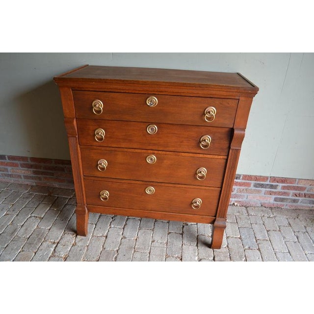 Brown Antique Empire Oak Chest of Drawers For Sale - Image 8 of 10
