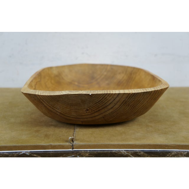 Vintage Oak Farmhouse Dough Bowl Bin Trough Trencher Treen 20" For Sale - Image 4 of 11