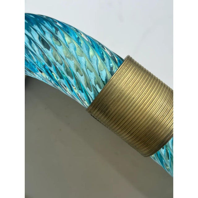 Mid-Century Modern Light-Blue Torchon Picture Frame in Murano Glass by Simoeng For Sale - Image 3 of 9