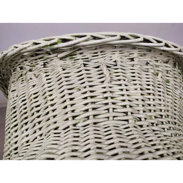 Set of Vintage White Rattan Armchair and Table For Sale - Image 11 of 18