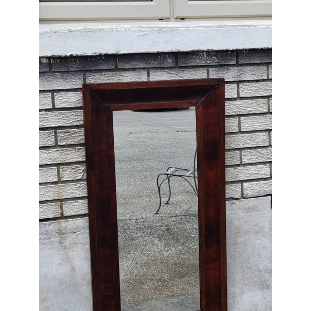 Antique American Empire Flame Mahogany Ogee Wall Mirror 20x30 Wood Backing 1850s For Sale - Image 9 of 18