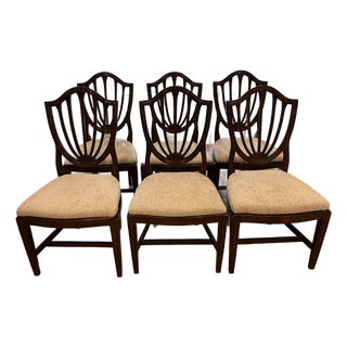 Set of 6 Ethan Allen Hepplewhite Shieldback Chairs For Sale