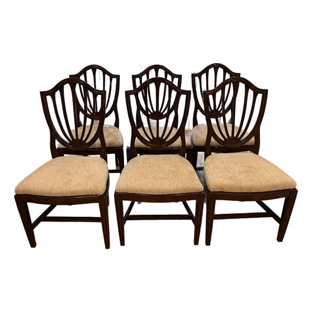 Set of 6 Ethan Allen Hepplewhite Shieldback Chairs For Sale