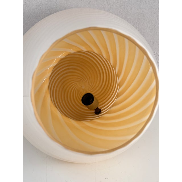 Large Murano Mushroom Table Lamp in Soft Yellow Swirl Glass, 1970s For Sale - Image 14 of 16