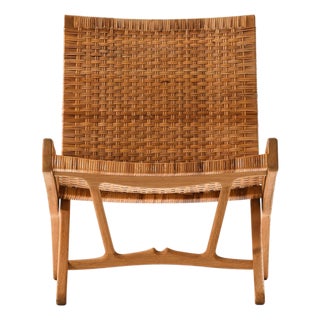 Folding Easy Chair in Cane and Oak from Hans Wegner, 1949 For Sale