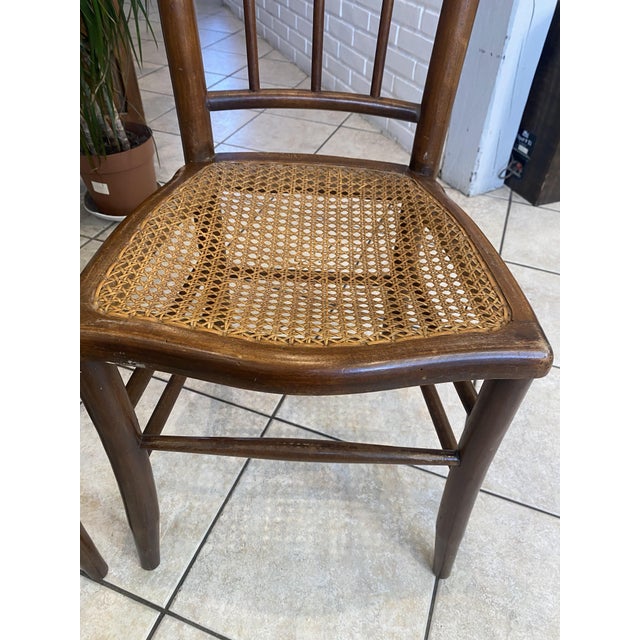 Antique Cane and Wood Chairs, 1890s, Set of 2 For Sale - Image 5 of 17