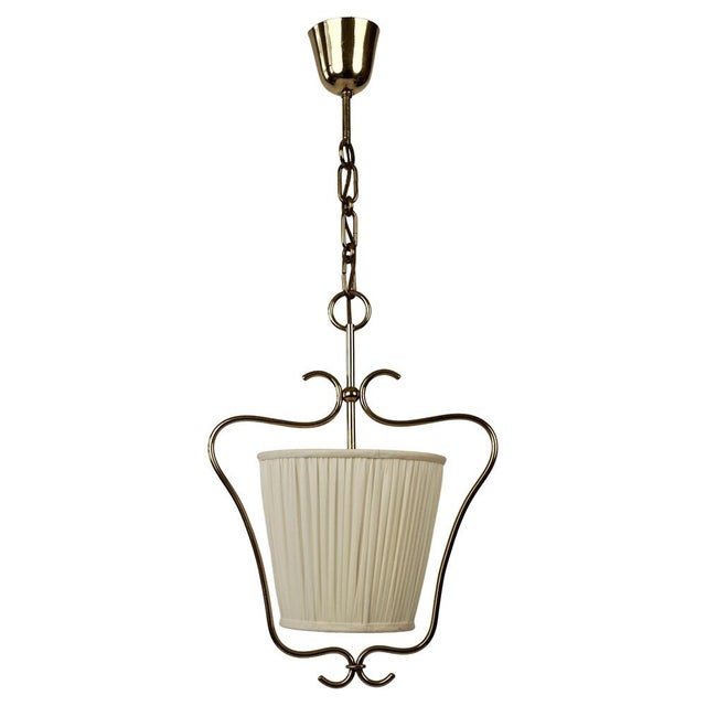 Austrian Pendant in Brass with Silk Shades by Rupert Nikoll, 1955 For Sale - Image 13 of 13